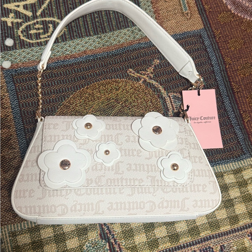 Juicy Couture Cream Floral Shoulder Bag - Picture 1 of 8
